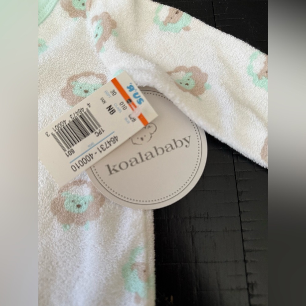 Koala Baby White and Mint Onesie Terrycloth